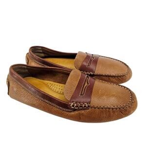 G.H. Bass Missy Tan Brown Pebbled Leather Loafer Driving Shoe Women's 9 Minimal